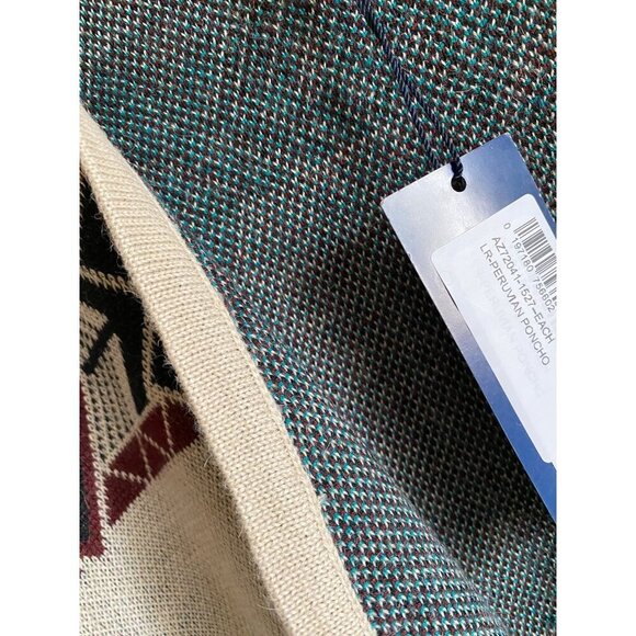 Lucchese Lightweight Alpaca Cape Peruvian Poncho One Size Beige Multi Coastal - Picture 6 of 6